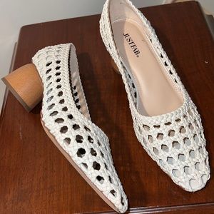 Just Fab Allura Woven Circular Block Heel Pumps 7
